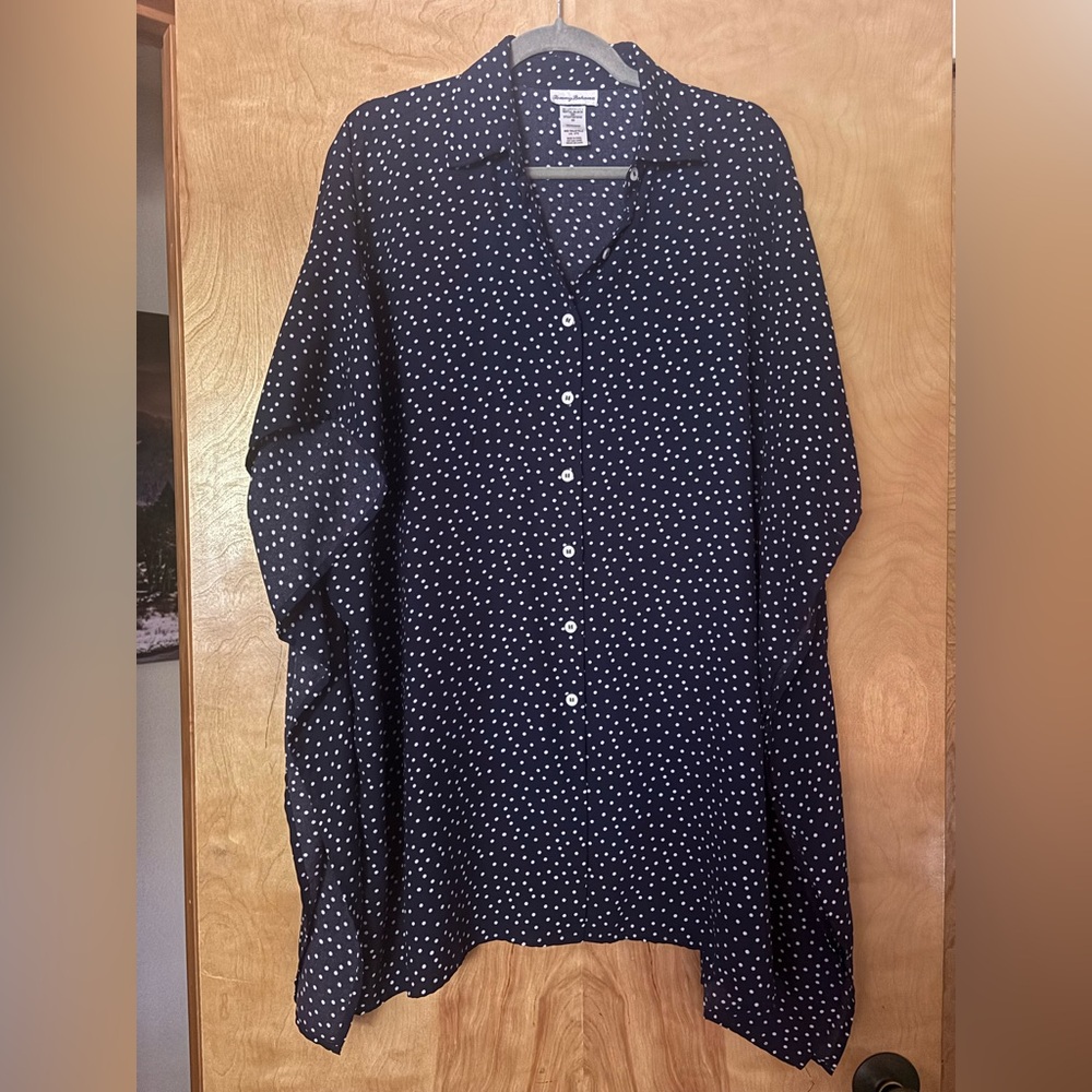Tommy Bahama Navy and White Polka Dot Swimsuit Cover Up